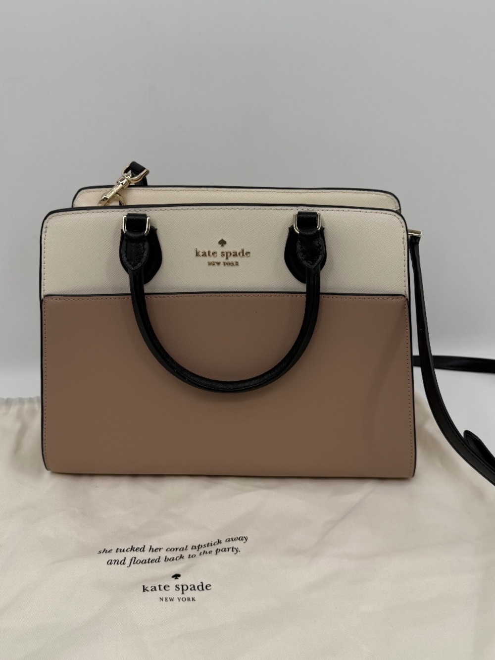 Kate Spade New York Madison Stachel Medium Toated Hazelnut Colorblock Saffiano